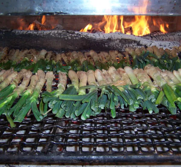 El foc a terra de La Posada amb calçots